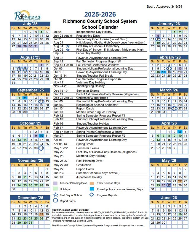 School Calendar 2025-2026